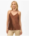 Brooks Brothers V-neck Camisole In Washable Silk Charmeuse In Brown