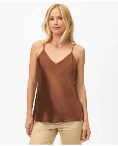 Brooks Brothers V-neck Camisole In Washable Silk Charmeuse In Brown
