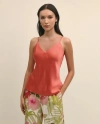Brooks Brothers V-neck Camisole In Washable Silk Charmeuse In Orange