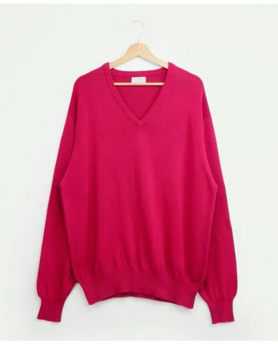 Brooks Brothers Vintage Cotton V-neck Sweater, 1980s, 48 | Pink | Size Xl In Red