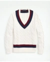 Brooks Brothers Vintage-inspired Tennis V-neck Sweater In Supima Cotton In Ivory