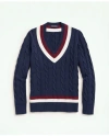 Brooks Brothers Vintage-inspired Tennis V-neck Sweater In Supima Cotton In Navy