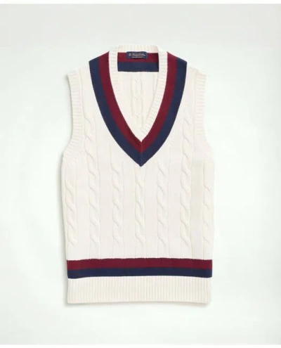 Brooks Brothers Vintage-inspired Tennis V-neck Vest In Supima Cotton In Ivory