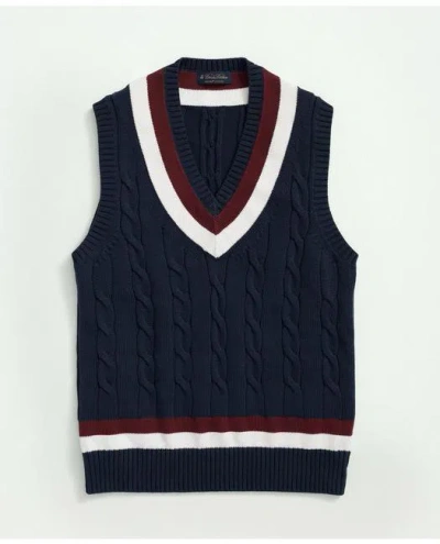 Brooks Brothers Vintage-inspired Tennis V-neck Vest In Supima Cotton In Navy