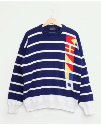 Brooks Brothers Vintage Sailing Flag Striped Cotton Crewneck Sweater, 1990s, Xl In Multicolor
