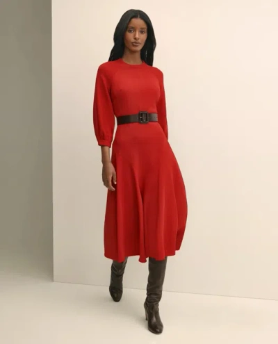 Brooks Brothers Viscose Blend Shirred-sleeve Dress In Red