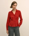 Brooks Brothers Viscose Peplum Blouse In Red