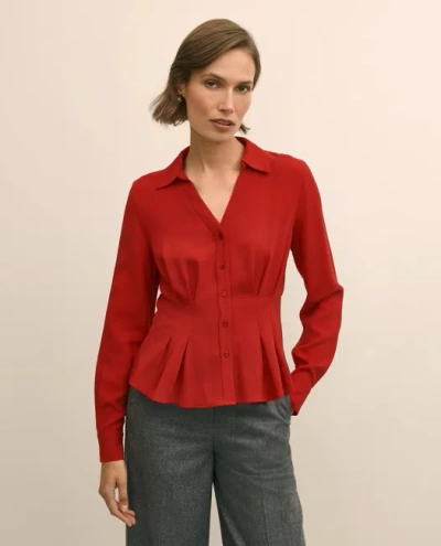 Brooks Brothers Viscose Peplum Blouse In Red