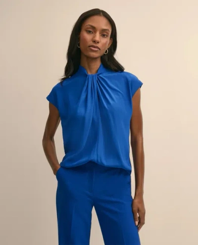Brooks Brothers Viscose Twist-knot Sleeveless Blouse In Blue