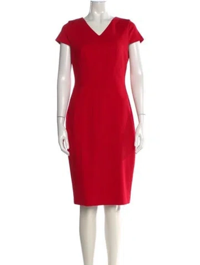 Pre-owned Brooks Brothers V-neck Knee-length Dress In Red