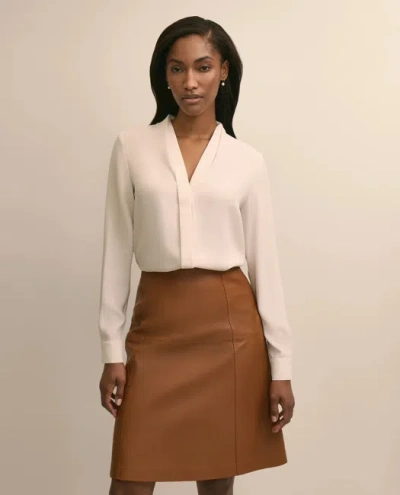 Brooks Brothers V-neck Pleated Blouse In White