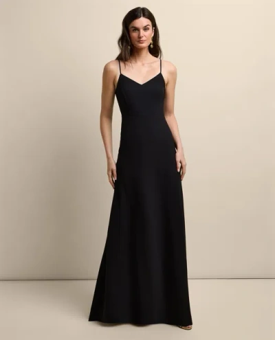 Brooks Brothers V-neck Spaghetti Strap Gown In Black