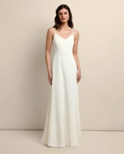 Brooks Brothers V-neck Spaghetti Strap Gown In White
