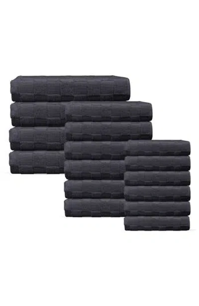 Brooks Brothers Waffle Terry 16-piece Turkish Cotton Towel Set In Anthracite
