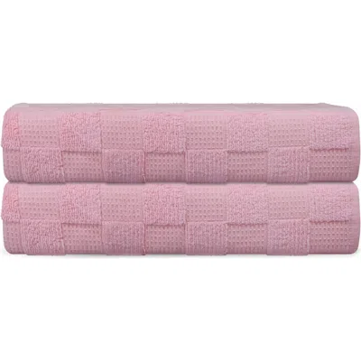 Brooks Brothers Waffle Terry 2-piece Turkish Cotton Bath Mat Set In Blush
