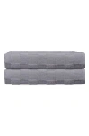 Brooks Brothers Waffle Terry 2-piece Turkish Cotton Bath Mat Set In Silver