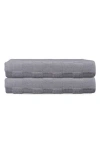 Brooks Brothers Waffle Terry 2-piece Turkish Cotton Bath Towel Set In Silver