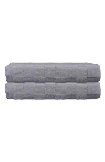 Brooks Brothers Waffle Terry 2-piece Turkish Cotton Bath Towel Set In Silver