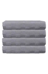 Brooks Brothers Waffle Terry 4-piece Turkish Cotton Bath Towel Set In Silver