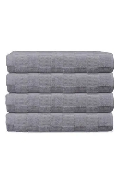 Brooks Brothers Waffle Terry 4-piece Turkish Cotton Bath Towel Set In Silver