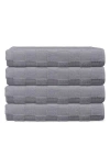 Brooks Brothers Waffle Terry 4-piece Turkish Cotton Hand Towels In Silver