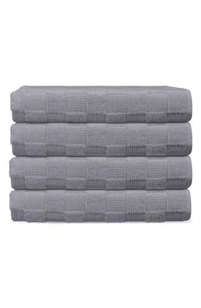 Brooks Brothers Waffle Terry 4-piece Turkish Cotton Hand Towels In Gray