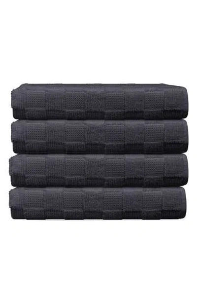 Brooks Brothers Waffle Terry 4-piece Turkish Cotton Washcloths In Anthracite