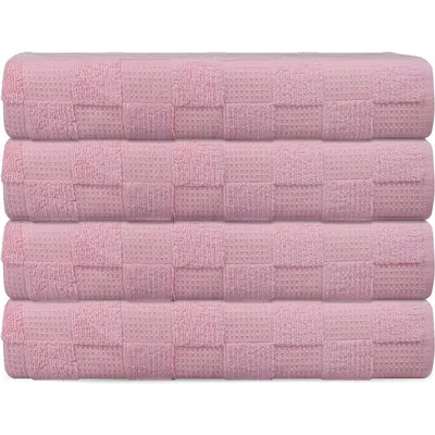 Brooks Brothers Waffle Terry 4-piece Turkish Cotton Washcloths In Blush
