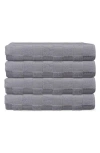Brooks Brothers Waffle Terry 4-piece Turkish Cotton Washcloths In Silver