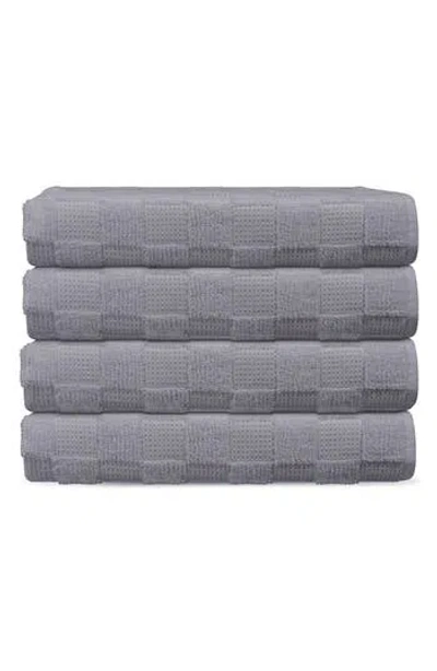 Brooks Brothers Waffle Terry 4-piece Turkish Cotton Washcloths In Silver