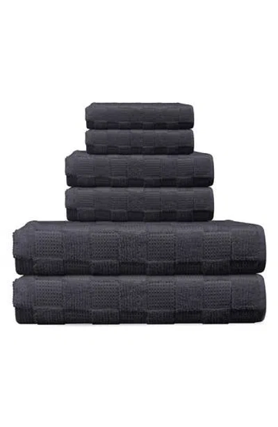 Brooks Brothers Waffle Terry 6-piece Turkish Cotton Bath Towel Set In Anthracite