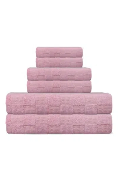 Brooks Brothers Waffle Terry 6-piece Turkish Cotton Bath Towel Set In Blush