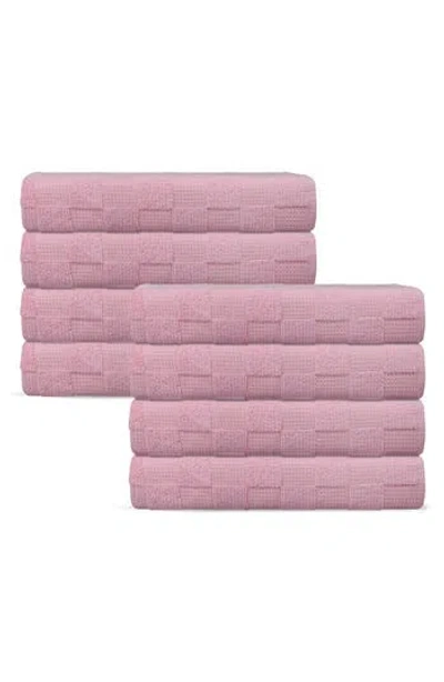Brooks Brothers Waffle Terry 8-piece Turkish Cotton Hand Towels In Blush