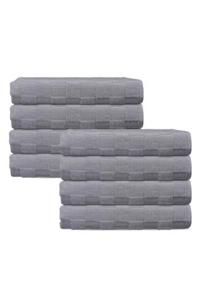 Brooks Brothers Waffle Terry 8-piece Turkish Cotton Hand Towels In Gray