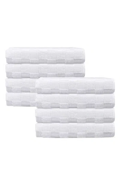 Brooks Brothers Waffle Terry 8-piece Turkish Cotton Hand Towels In White