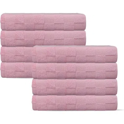 Brooks Brothers Waffle Terry 8-piece Turkish Cotton Washcloths In Blush
