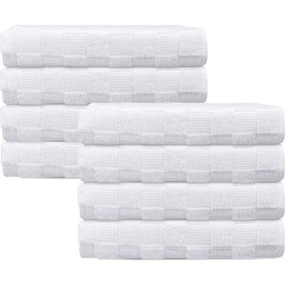 Brooks Brothers Waffle Terry 8-piece Turkish Cotton Washcloths In White