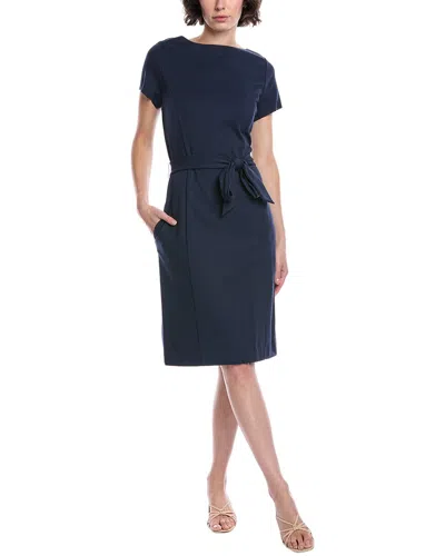 Brooks Brothers Waist Tie Sheath Dress In Blue