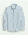 Brooks Brothers Washed Cotton Seersucker Button-down Collar, Stripe Sport Shirt | Marine Blue | Size Xl