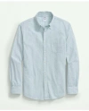 Brooks Brothers Washed Cotton Seersucker Button-down Collar, Stripe Sport Shirt In Marine Blue