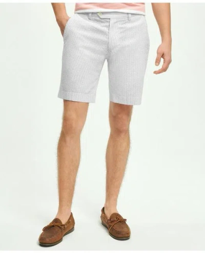 Brooks Brothers Washed Stretch Cotton Seersucker Shorts In Grey