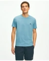 Brooks Brothers Washed Supima Cotton Logo Crewneck T-shirt In Blue
