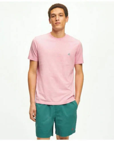 Brooks Brothers Washed Supima Cotton Logo Crewneck T-shirt | Pink Heather | Size Xl