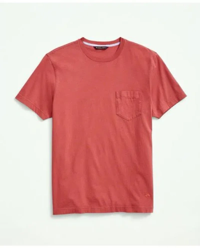 Brooks Brothers Washed Supima Cotton Pocket Crewneck T-shirt In Light Red