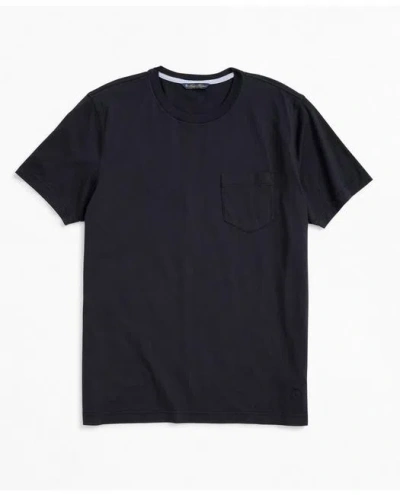 Brooks Brothers Washed Supima Cotton Pocket Crewneck T-shirt In Navy