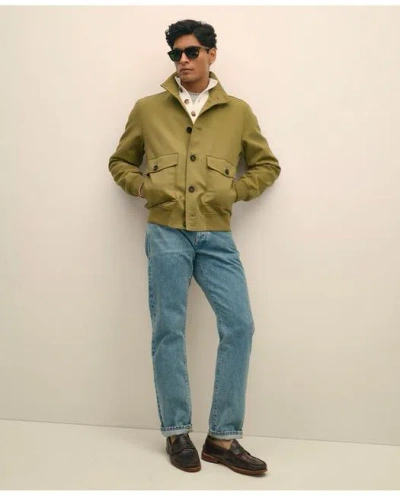 Brooks Brothers Water-repellent Stand Collar Twill Jacket In Green