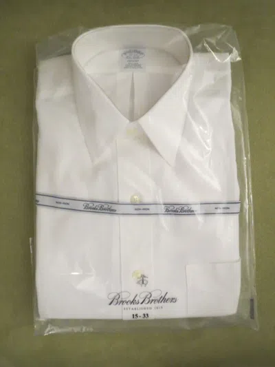Pre-owned Brooks Brothers White  Non Iron Shirt Mens 15-33, Regent Fit, Point Collar,