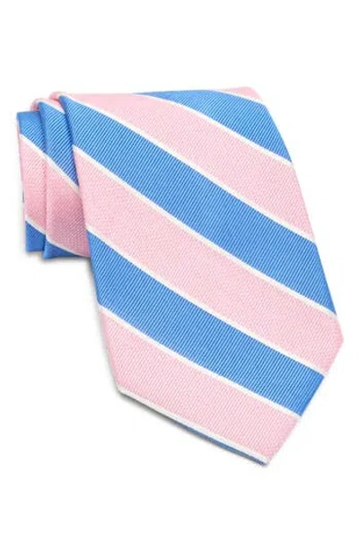 Brooks Brothers Wide Diagonal Stripe Tie In Pink