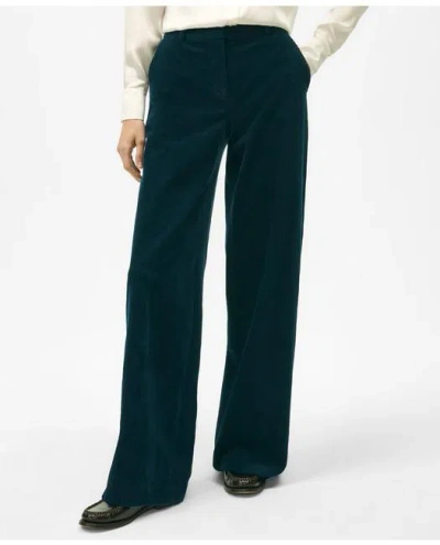 Brooks Brothers Wide Leg Trousers In Wide-wale Corduroy Cotton In Blue
