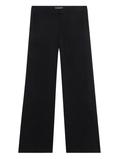 Brooks Brothers Wide-leg Virgin Wool Trousers In Black